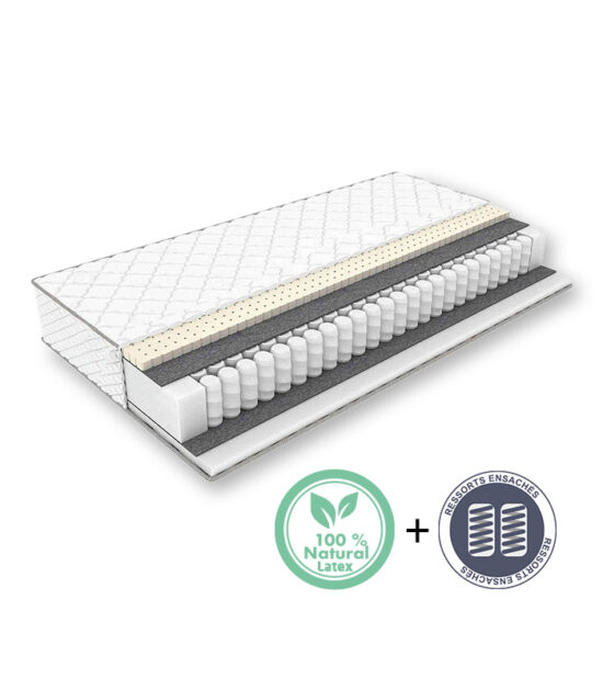 Matelas à Ressort Ensaché + Latex Naturel OrthoPlus 1 Place